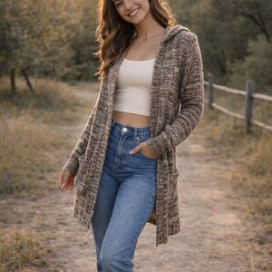 ✨ Boho Brown Hooded Knit Cardigan | Cozy Earthy Layer Fairycore ✨